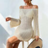 Solid Color Knitted Beach Bikini Swimsuit Blouse Solid Color Knitted Beach Bikini Swimsuit Blouse