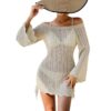 Solid Color Knitted Beach Bikini Swimsuit Blouse Solid Color Knitted Beach Bikini Swimsuit Blouse