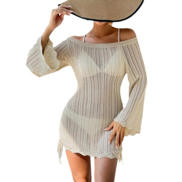 Solid Color Knitted Beach Bikini Swimsuit Blouse Solid Color Knitted Beach Bikini Swimsuit Blouse