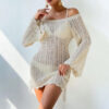 Solid Color Knitted Beach Bikini Swimsuit Blouse Solid Color Knitted Beach Bikini Swimsuit Blouse
