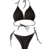 Solid Color Lace-up Bikini Three-point T-back Swimsuit Suit with Chest Solid Color Lace-up Bikini Three-point T-back Swimsuit Suit with Chest