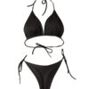 Solid Color Lace-up Bikini Three-point T-back Swimsuit Suit with Chest Solid Color Lace-up Bikini Three-point T-back Swimsuit Suit with Chest
