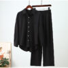 Solid Color Leisure Fashion Long Sleeve Blouse and Pants