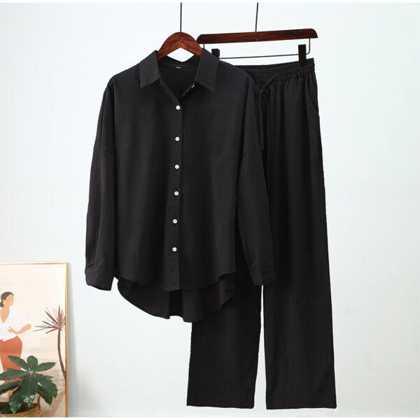 Solid Color Leisure Fashion Long Sleeve Blouse and Pants