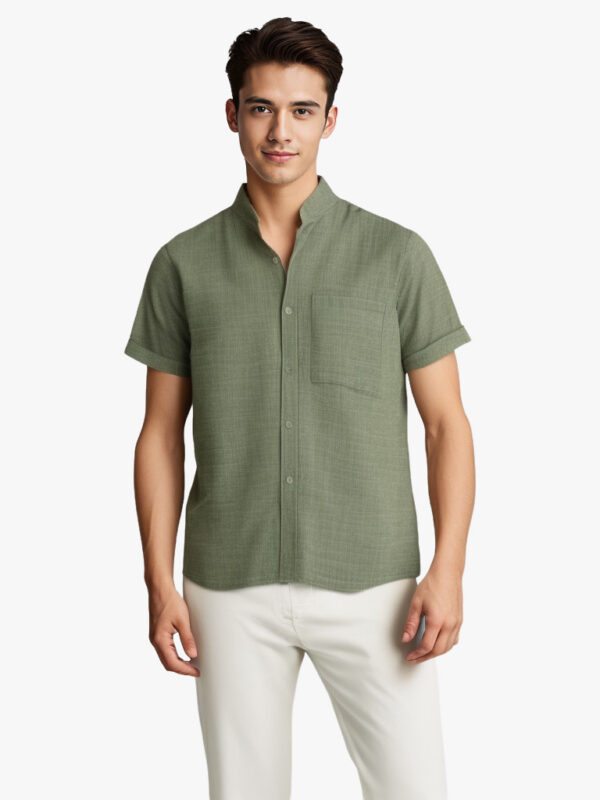 Solid-color Short-sleeved Lapel Shirt Summer Breathable Cotton Solid-color Short-sleeved Lapel Shirt Summer Breathable Cotton