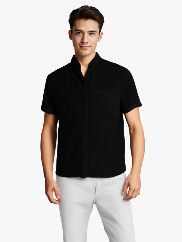 Solid-color Short-sleeved Lapel Shirt Summer Breathable Cotton Solid-color Short-sleeved Lapel Shirt Summer Breathable Cotton