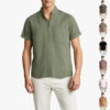 Solid-color Short-sleeved Lapel Shirt Summer Breathable Cotton Solid-color Short-sleeved Lapel Shirt Summer Breathable Cotton