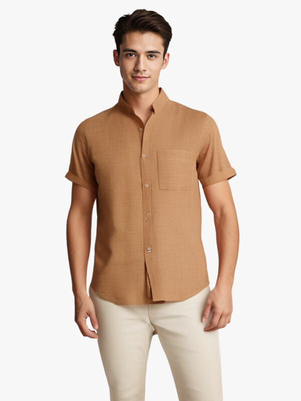 Solid-color Short-sleeved Lapel Shirt Summer Breathable Cotton Solid-color Short-sleeved Lapel Shirt Summer Breathable Cotton