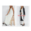 Solid Color V-neck Sleeveless Dress Long Cardigan Jacket Suit for Women