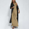 Solid Color V-neck Sleeveless Dress Long Cardigan Jacket Suit for Women
