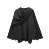 Solid Knitted Cardigan with Asymmetrical Scarf Design Fashion Short Solid Knitted Cardigan with Asymmetrical Scarf Design Fashion Short