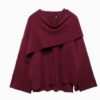 Solid Knitted Cardigan with Asymmetrical Scarf Design Fashion Short Solid Knitted Cardigan with Asymmetrical Scarf Design Fashion Short