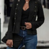 Solid Short Jacket Double Breasted Decorative Design Fashion Retro Solid Short Jacket Double Breasted Decorative Design Fashion Retro