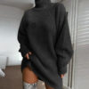 Solid Turtleneck Long Sweater Winter Warm Women Dress Solid Turtleneck Long Sweater Winter Warm Women Dress