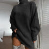 Solid Turtleneck Long Sweater Winter Warm Women Dress Solid Turtleneck Long Sweater Winter Warm Women Dress