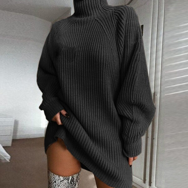 Solid Turtleneck Long Sweater Winter Warm Women Dress Solid Turtleneck Long Sweater Winter Warm Women Dress