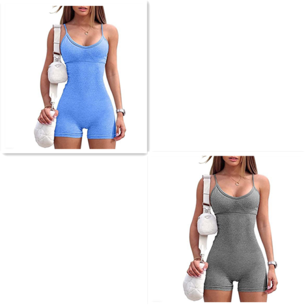Spaghetti Strap Shorts Jumpsuit Sports Yoga Workout Tight Romper Women