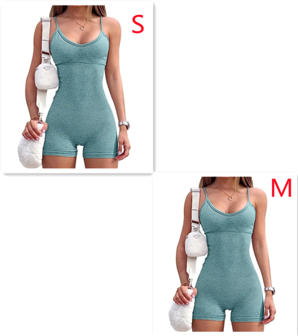 Spaghetti Strap Shorts Jumpsuit Sports Yoga Workout Tight Romper Women
