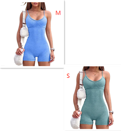 Spaghetti Strap Shorts Jumpsuit Sports Yoga Workout Tight Romper Women