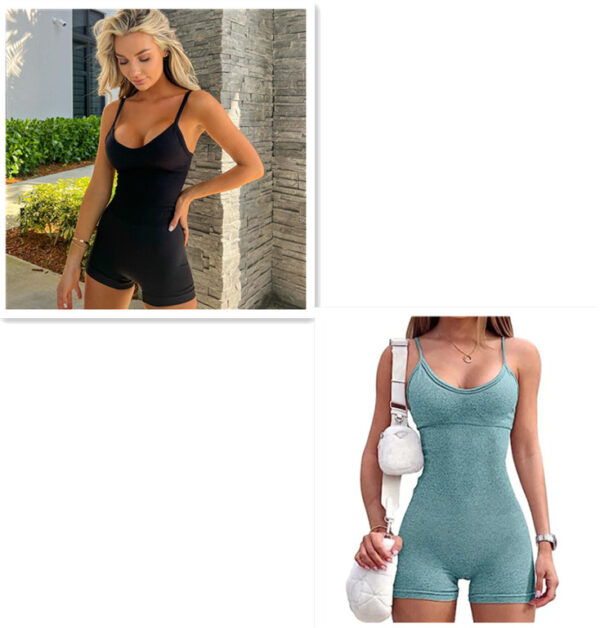 Spaghetti Strap Shorts Jumpsuit Sports Yoga Workout Tight Romper Women