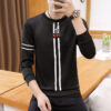 Spring and Autumn Mens Printed Long-sleeved T-shirt Teen Round Neck