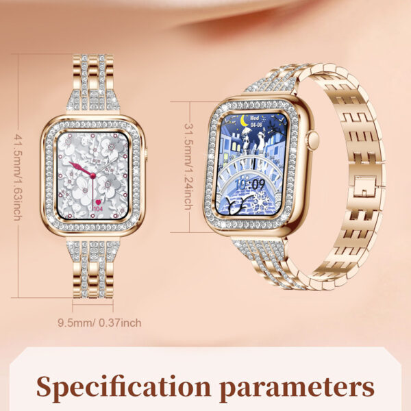 Square Fashion Women Smart Wristwatch Diamond Waterproof