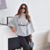 Stand Collar Batwing Sleeves Cloak Top with Belt Fashion Temperament