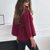 Stand Collar Batwing Sleeves Cloak Top with Belt Fashion Temperament