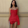 Strapless Lace Dress Party Women Fashion and Sexy Slim Skirt with Back