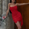 Strapless Lace Dress Party Women Fashion and Sexy Slim Skirt with Back