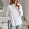 Striped Long Sleeve Shirt Fashion Ruffle Design Button Up Tops Casual Striped Long Sleeve Shirt Fashion Ruffle Design Button Up Tops Casual