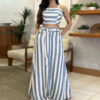 Striped Print Younger Skirt Suit Women Striped Print Younger Skirt Suit Women