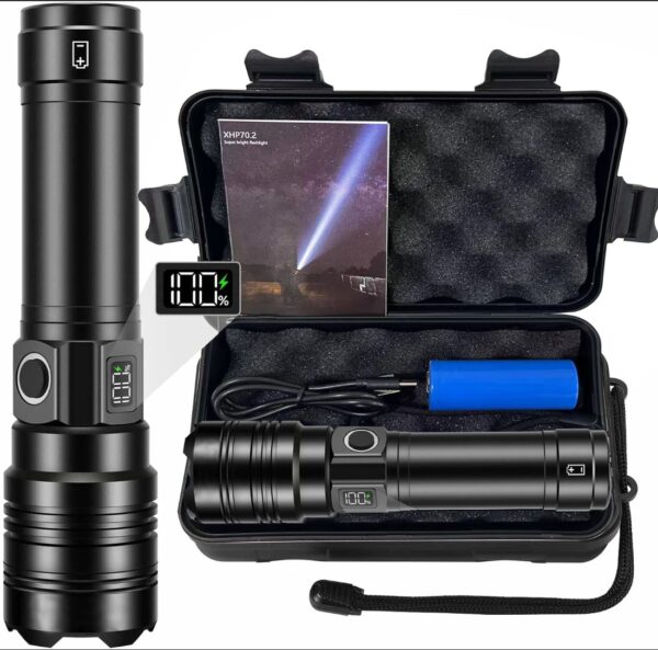 Strong Light Flashlight Rechargeable Zoom Power Display Outdoor Super Strong Light Flashlight Rechargeable Zoom Power Display Outdoor Super