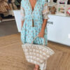 Summer Bohemian Print Lantern-sleeved Dress Fashion Loose V-neck Ruffle Summer Bohemian Print Lantern-sleeved Dress Fashion Loose V-neck Ruffle