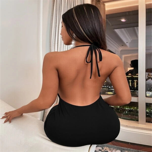 Summer Deep V-neck Dress Temperament Sling Backless Halter Dresses