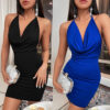 Summer Deep V-neck Dress Temperament Sling Backless Halter Dresses