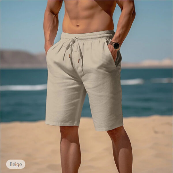 Summer Drawstring Shorts Elastic Waist Straight Pants Beach Breathable