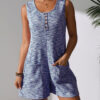 Summer Hot Casual Button Pocket Vest Jumpsuit Women