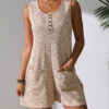 Summer Hot Casual Button Pocket Vest Jumpsuit Women