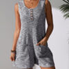 Summer Hot Casual Button Pocket Vest Jumpsuit Women