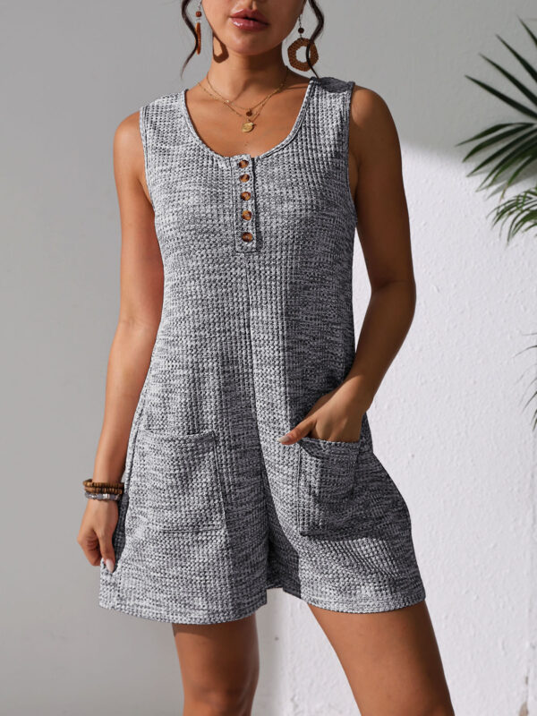 Summer Hot Casual Button Pocket Vest Jumpsuit Women