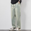 Summer Loose Wide Leg Jeans Pants Men Fashion Drawstring Elasticated