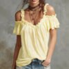 Summer Off-shoulder Blouse Top Fashion Ruffled Strappy Short-sleeved Summer Off-shoulder Blouse Top Fashion Ruffled Strappy Short-sleeved