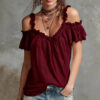 Summer Off-shoulder Blouse Top Fashion Ruffled Strappy Short-sleeved Summer Off-shoulder Blouse Top Fashion Ruffled Strappy Short-sleeved