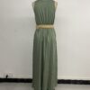 Summer Round-neck Sleeveless Split Dress with Button Design Fashion Summer Round-neck Sleeveless Split Dress with Button Design Fashion