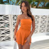 Summer Ruffles Tube Short Dress Fashion Solid Color Party Beach Dresses
