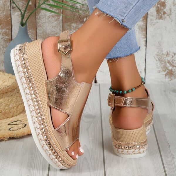 Summer Shiny Sandals Hollow Design Fish Mouth Sandal for Women Fashion