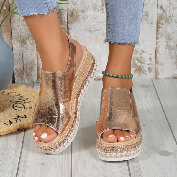 Summer Shiny Sandals Hollow Design Fish Mouth Sandal for Women Fashion