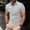 Summer Short Sleeve Polo Shirt Men Solid Color Button Lapel Top Summer Short Sleeve Polo Shirt Men Solid Color Button Lapel Top