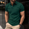 Summer Short Sleeve Polo Shirt Men Solid Color Button Lapel Top Summer Short Sleeve Polo Shirt Men Solid Color Button Lapel Top
